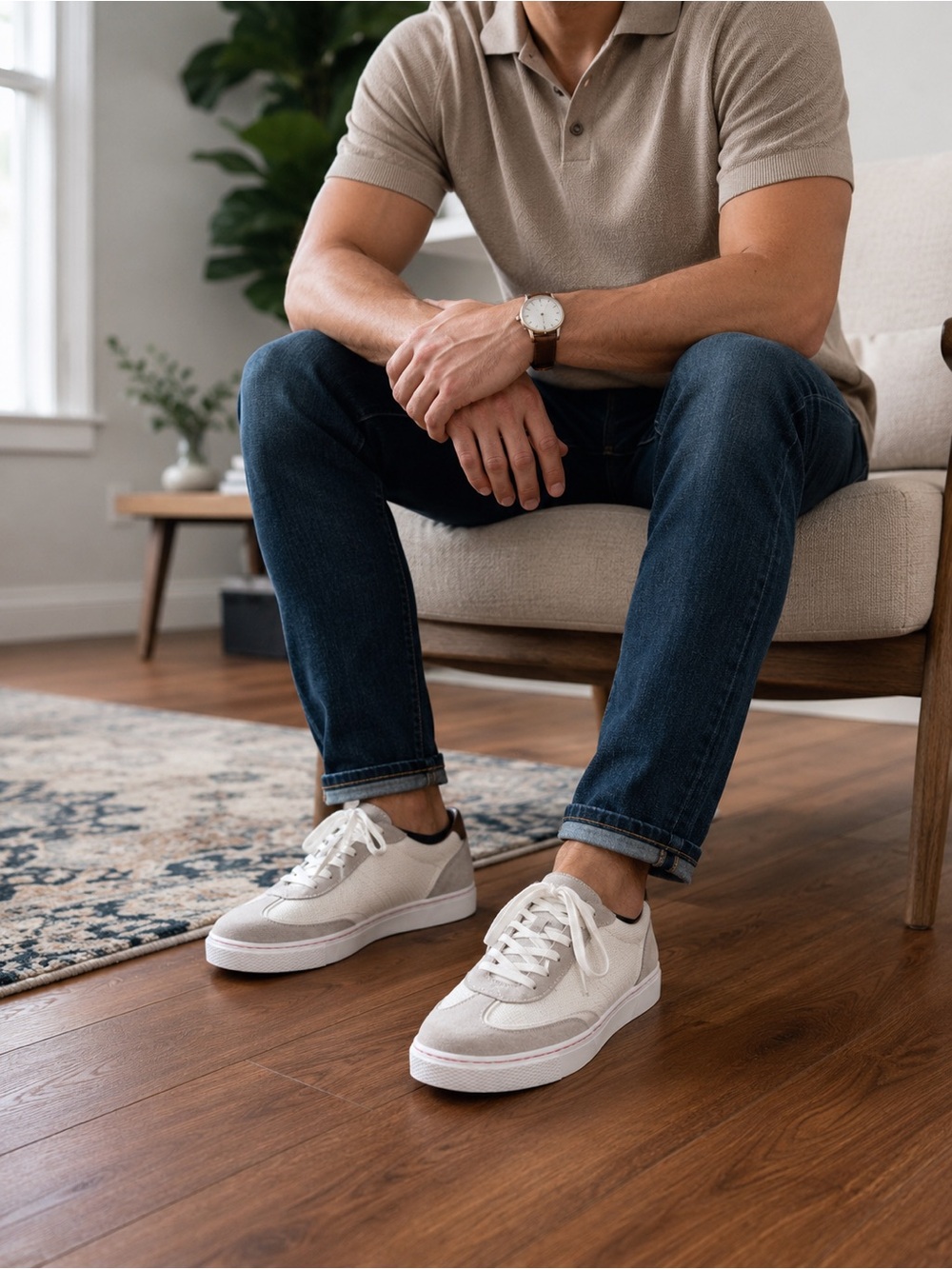 Muk Luks Men's White and Tan Casual Sneakers